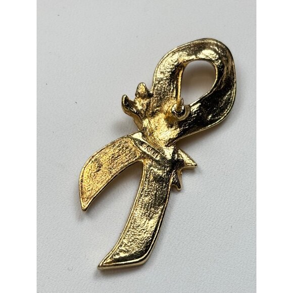 AVON Gold & Pink Awareness Ribbon Pin With Rose In Gift Box - Picture 2 of 5